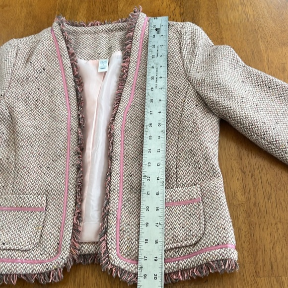 Old Navy Tweed women’s size Small Blazer Pink w/ grey, cream, taupe fabric - Picture 10 of 13